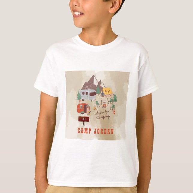 Camiseta Vayamos a acampar el cumpleaños rústico de Woodsy  (Anverso)
