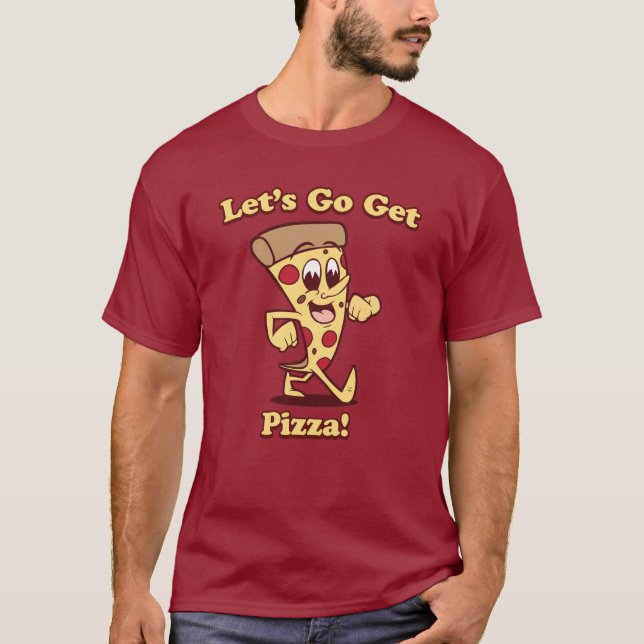 Camiseta "Vayamos consiguen la pizza!" Dibujo animado retro (Anverso)
