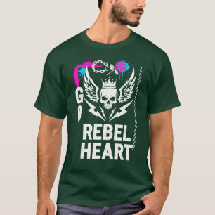 Camiseta Ve a Corazón Rebelde Alas de Cráneo Arte Callejero