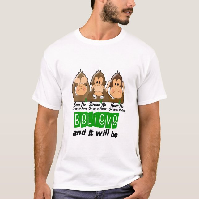 Camiseta Vea que hablar no oiga ninguna parálisis cerebral (Anverso)