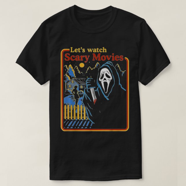 Camiseta Veamos películas aterradoras y el horror esencial  (Diseño del anverso)