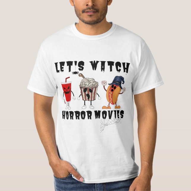 Camiseta Veamos películas de terror divertidas Ghost Skelto (Anverso)