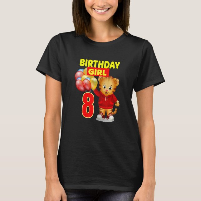 Camiseta Vebyhogh Daniel Tiger Chica de cumpleaños de 8 año (Anverso)