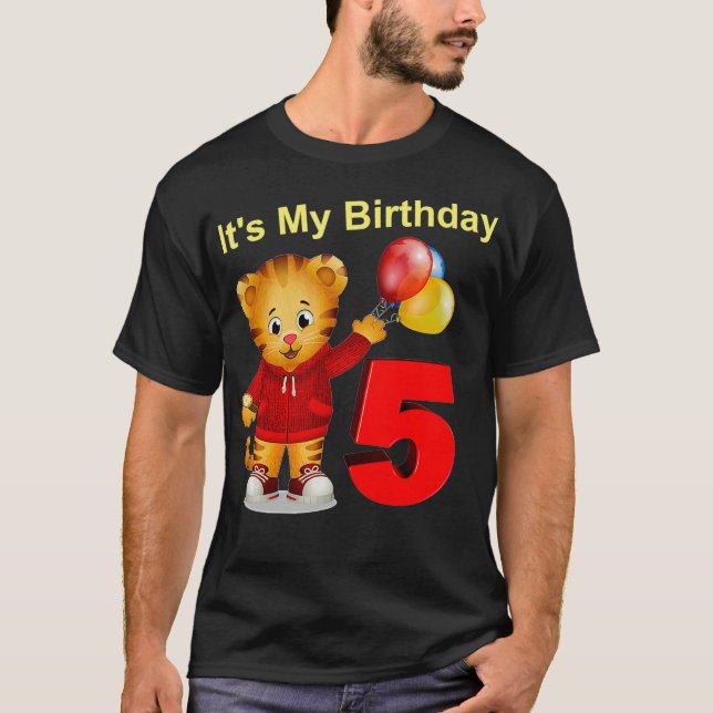 Camiseta Vebyhogh Daniel Tiger Cumpleaños de un niño de 5 a (Anverso)