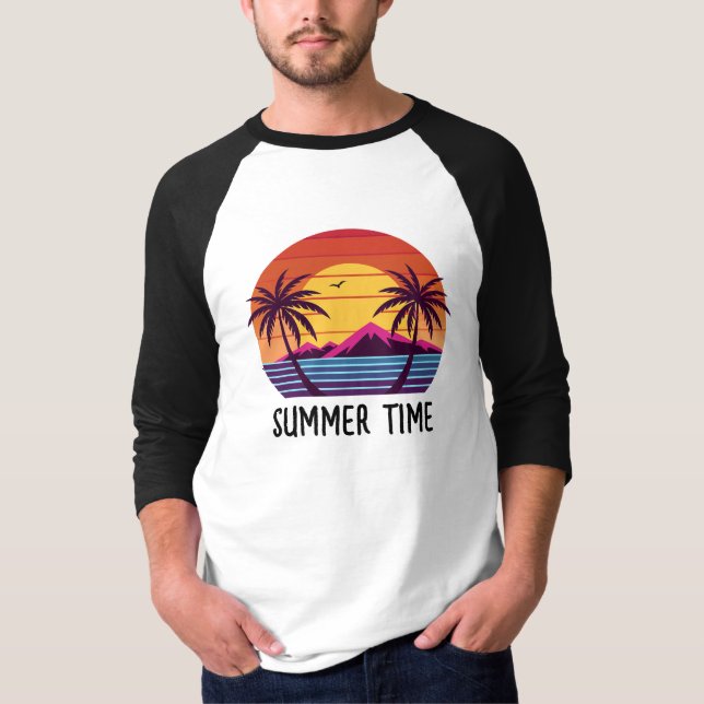 Camiseta Vector Atardecer con Palmeras (Anverso)