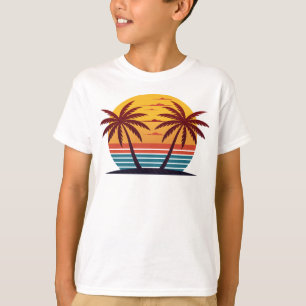 Camiseta Vector atardecer con palmeras