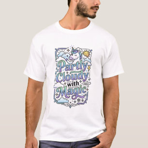 Camiseta Vector comercial de unicornio parcialmente nublado
