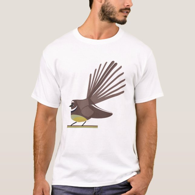 Camiseta Vector de aves de Nueva Zelanda Fantail (Anverso)