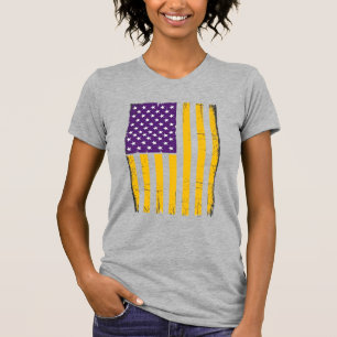 Camiseta Vector de bandera americana morada y dorada con as