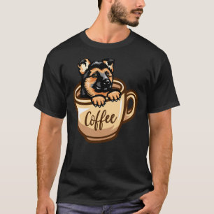 Camiseta Vector de cabeza de retrato negro de Shepherd alem