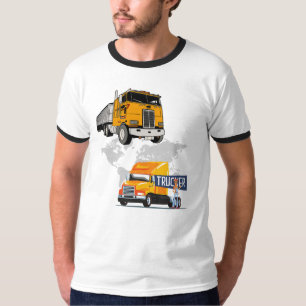 Camiseta Vector de camión semirremolque amarillo de logísti