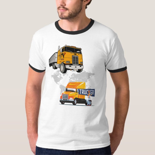 Camiseta Vector de camión semirremolque amarillo de logísti (Anverso)