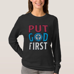 Camiseta Vector de cita cristiana Pon a Dios primero