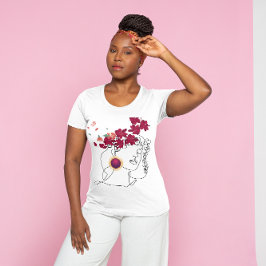 CAMISETA VECTOR DE FEMINA ESTILO MODERNO EMBALADO FLORES RO