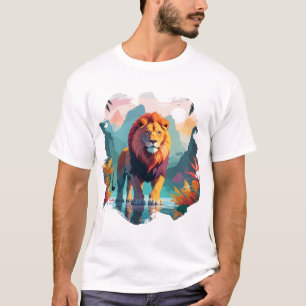 Camiseta Vector de León Arte Animal Majestic Naturaleza Wil