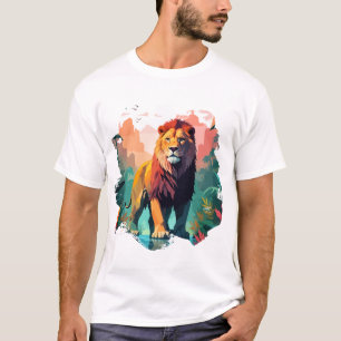 Camiseta Vector de León Arte Animal Majestic Naturaleza Wil