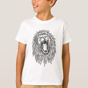 Camiseta vector de león blanco negro