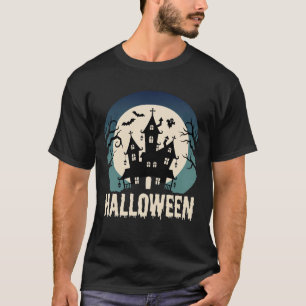 Camiseta Vector de luna llena de casa embrujada de Hallowee