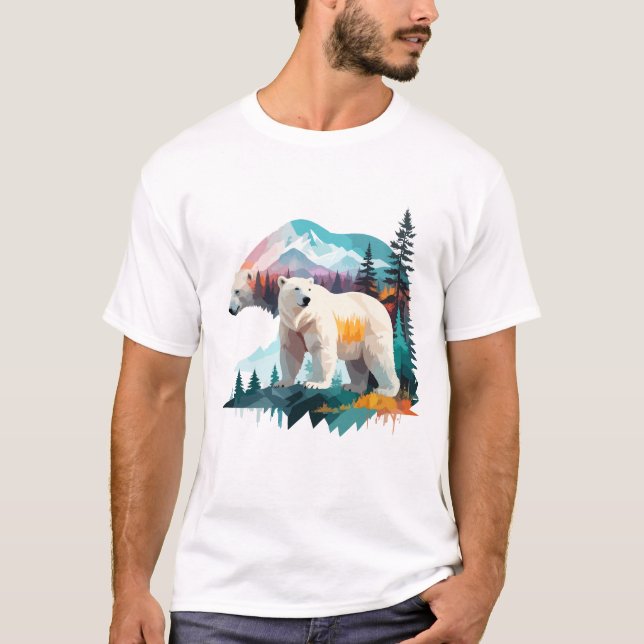 Camiseta Vector de Oso Polar Arte Animal Majestuoso Natural (Anverso)