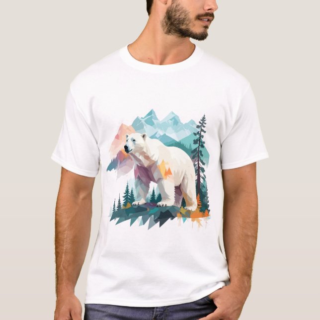 Camiseta Vector de Oso Polar Arte Animal Majestuoso Natural (Anverso)