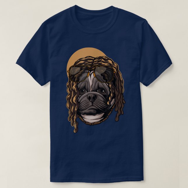 Camiseta Vector de pelo de perros de pug estilo Dreadlocks  (Diseño del anverso)