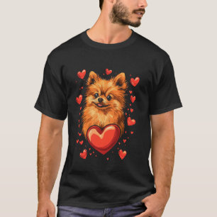 Camiseta Vector de perro pomerania del día de San Valentín