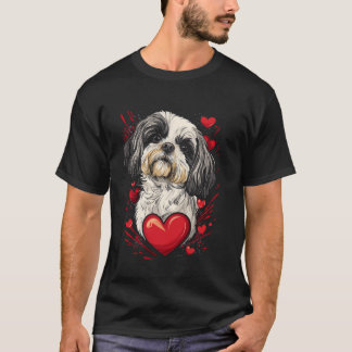 Camiseta Vector de perro Shih Tzu del día de San Valentín