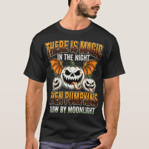 Camiseta Vector de terror de luna llena de calabaza mágica 