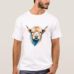 Camiseta Vector de vaca Highland con colores vibrantes