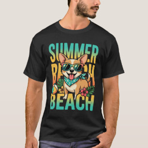 Camiseta Vector de vacaciones de perro en la playa de veran