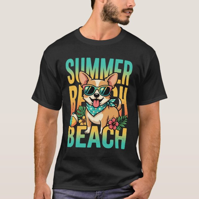 Camiseta Vector de vacaciones de perro en la playa de veran (Anverso)