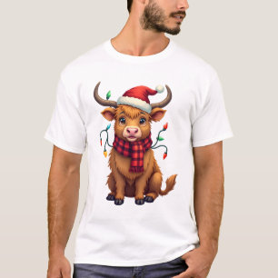 Camiseta Vector de vacaciones navideñas vintage de vaca de