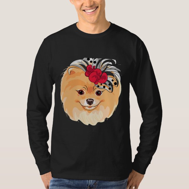 Camiseta Vector Moda Perro Raza Pomerana Sonriente Activo (Anverso)