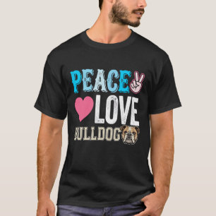 Camiseta Vector Perro Bulldog Paz Amor