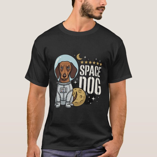 Camiseta Vector perro espacial astronauta Dachshund (Anverso)