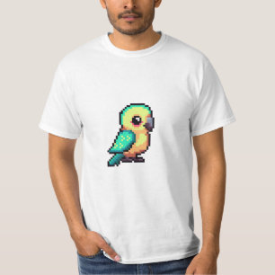 Camiseta vector-plano-diseño-píxel-arte-loro-pájaro