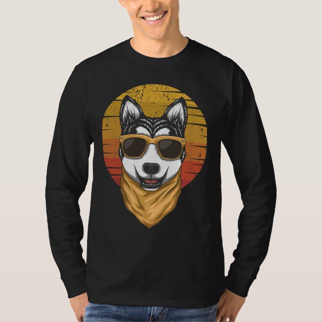 Camiseta Vector retro Husky Sunset (Anverso)
