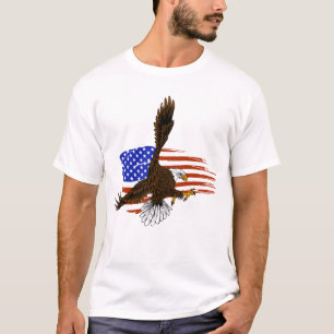 Camiseta Vector vectorial águila americana contra bandera d