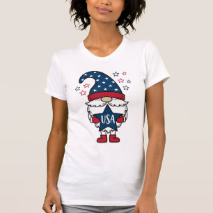 Camiseta Vectorial de Diseño de Gnomo Patriótico U