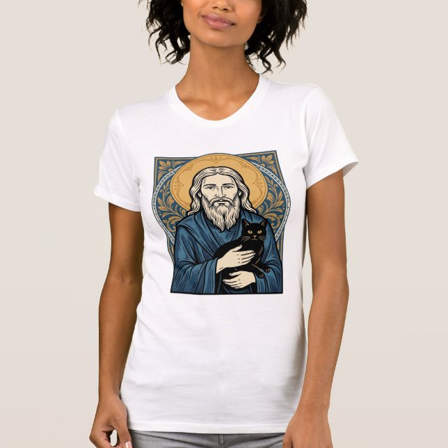 Camiseta vectorial de diseño de retrato de gato sa (Anverso)