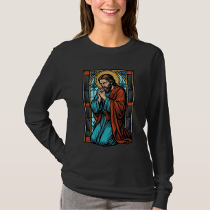 Camiseta vectorial de figura religiosa orando vint