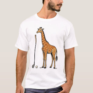Camiseta vectorial de golf de jirafa de grabado vi