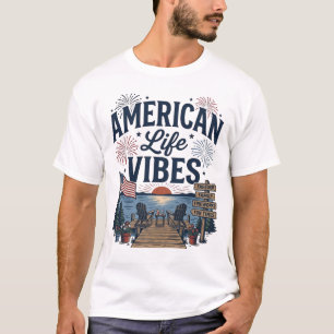 Camiseta Vectorial de Lago Patriótico Vibraciones 