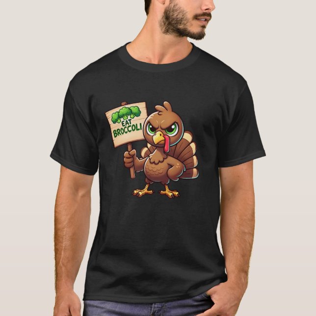 Camiseta Vegan Acción de Gracias Comer Broccoli Turquía Veg (Anverso)