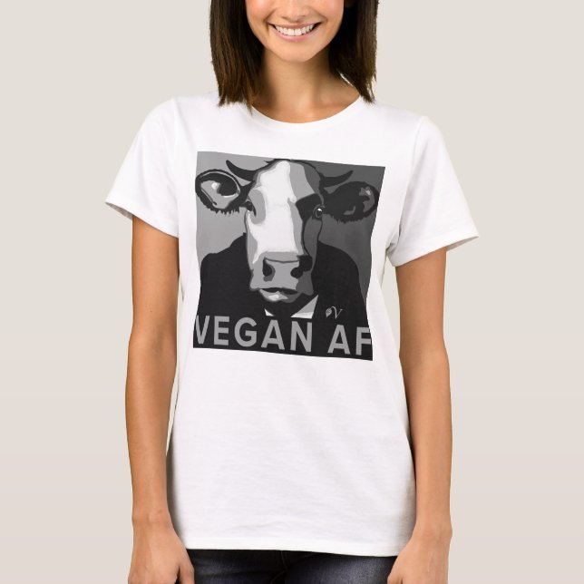Camiseta Vegan AF Pop Art Tshirt en blanco y negro (Anverso)