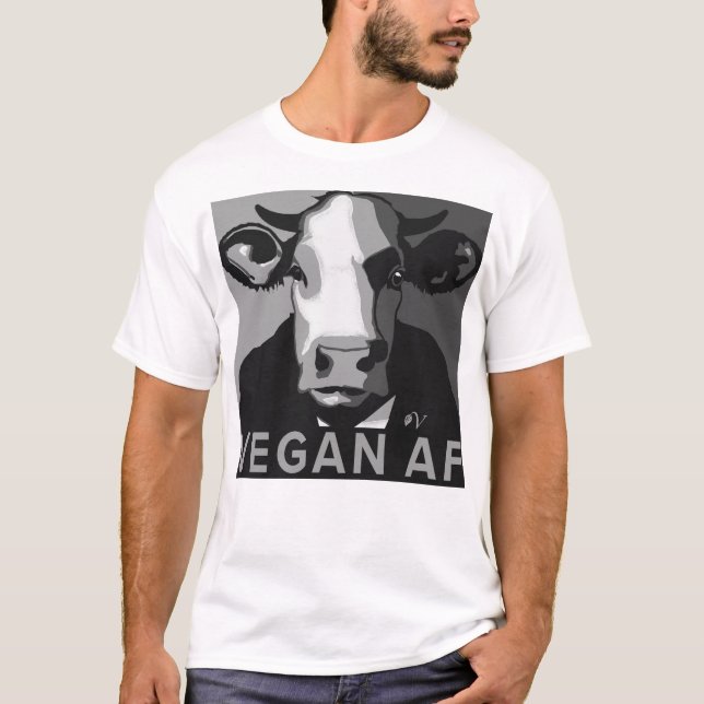 Camiseta Vegan AF Pop Art Tshirt en blanco y negro (Anverso)