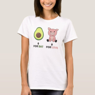 Camiseta Vegan Animal Lover Comer Aguacate Pigs Amor