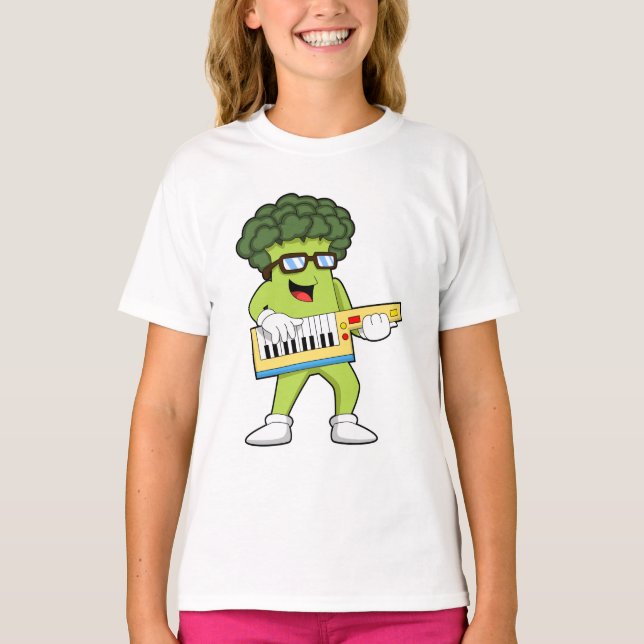 Camiseta Vegan Broccoli en Music with Guitar (Anverso)