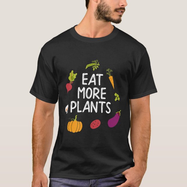 Camiseta Vegan Comer Más Plantas Camisas Vegetarianas Camis (Anverso)