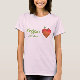 Camiseta Vegan con todo mi corazón (corazón de manzana roja